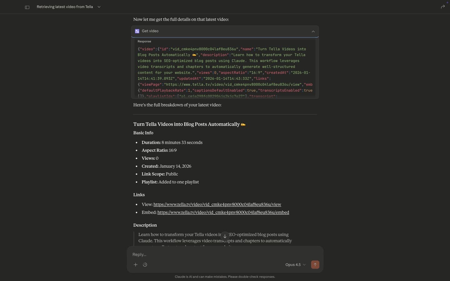 Turn Video Transcripts Into Blog Posts in Seconds with Tella MCP