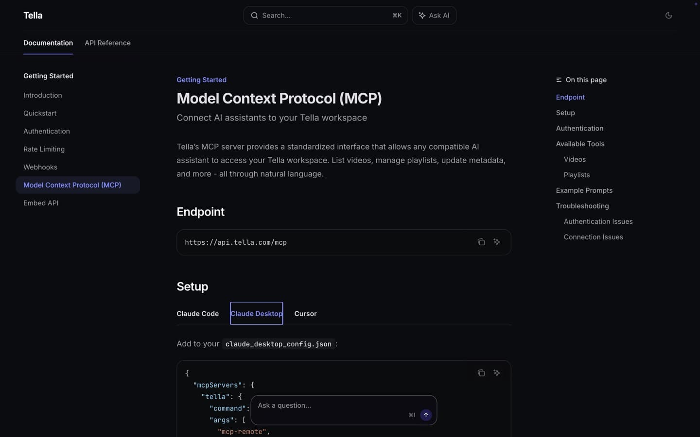 Getting Started with Tella MCP in Claude Desktop